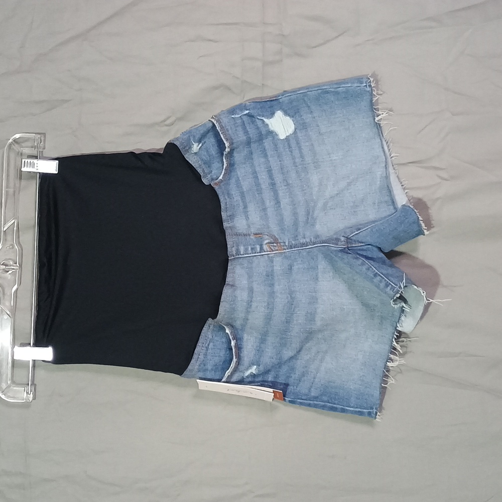 Isabel Maternity by Ingrid & Isabel Black Waistband Blue Denim Jean Shorts